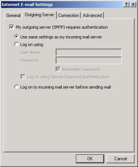 Outlook tick My outgoing server requires authentication